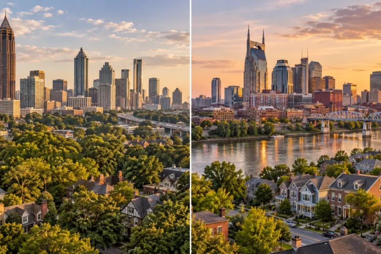 Atlanta and Nashville skyline and neighborhood comparison