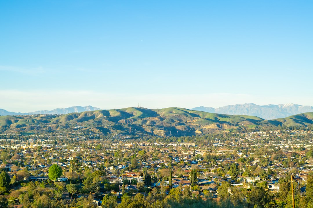 Orange County community with mountains beyond