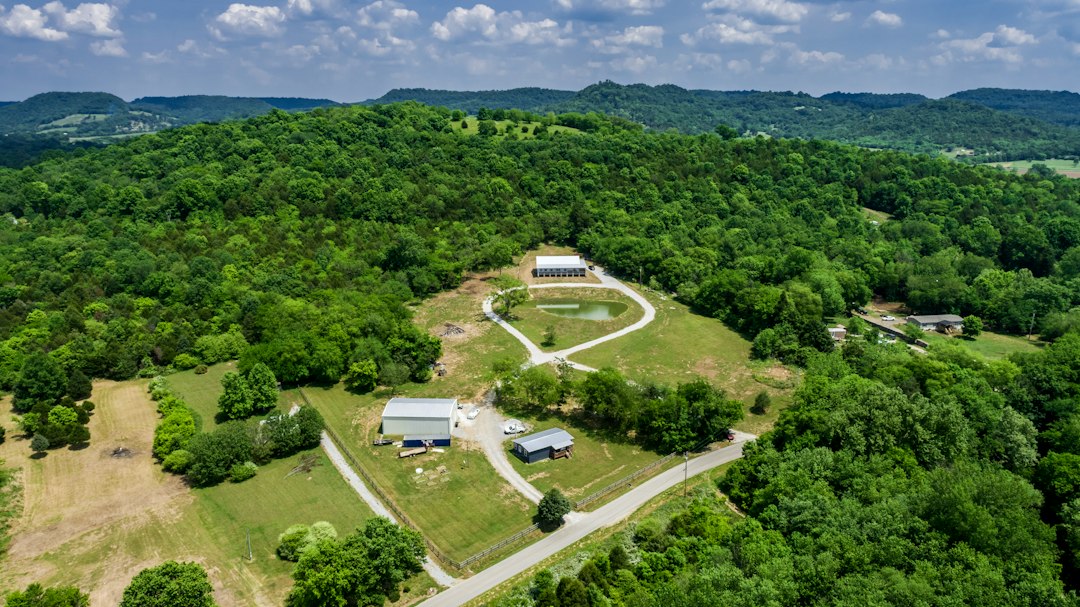 Aerial view of a rural property outside Nashville