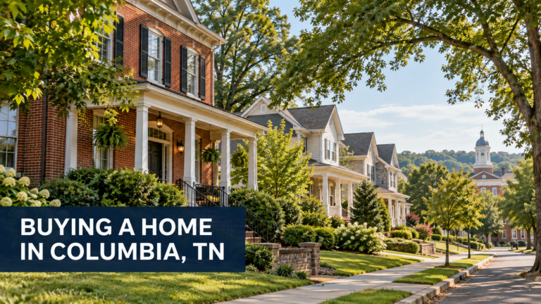 Historic and newer homes in a Middle Tennessee streetscape