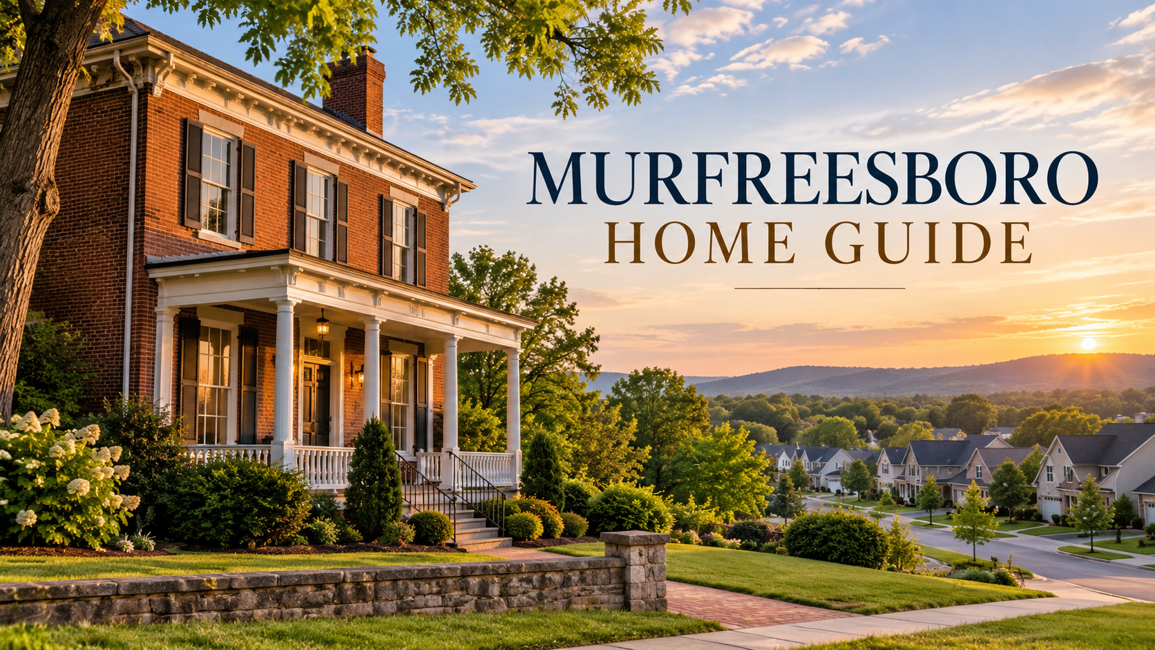 Murfreesboro home guide illustration with a house and neighborhood