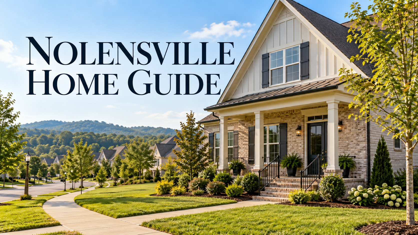 Nolensville home guide illustration with a house and green neighborhood