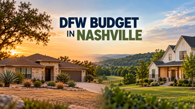 Dallas Fort Worth budget in Nashville illustration comparing two homes