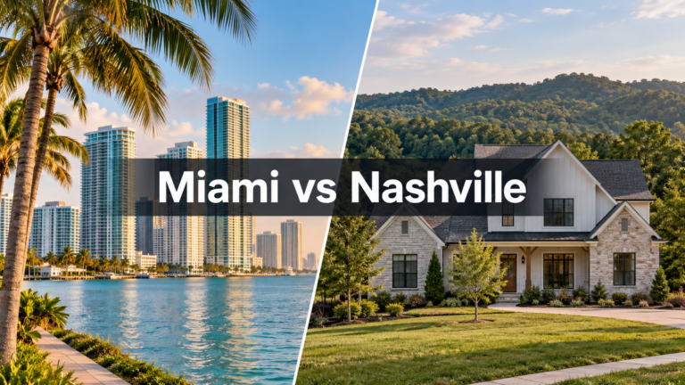 Miami skyline and Nashville home comparison