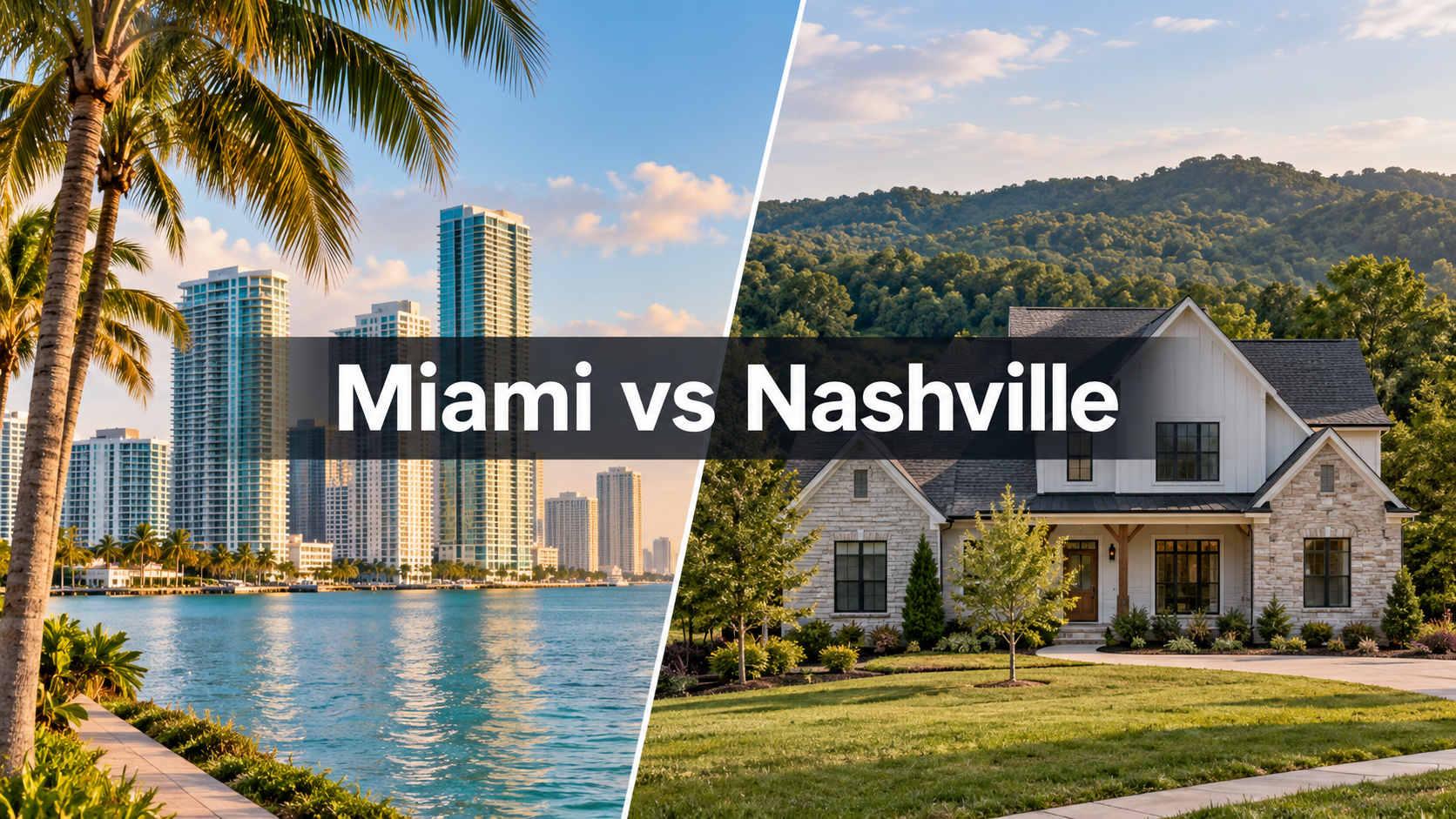 Miami skyline and Nashville home comparison