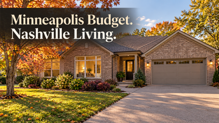 Illustrative house with an attached garage for a Minneapolis home budget comparison in Nashville