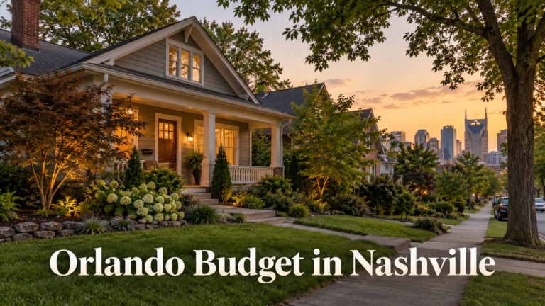 Illustrative Nashville home and skyline for an Orlando budget guide