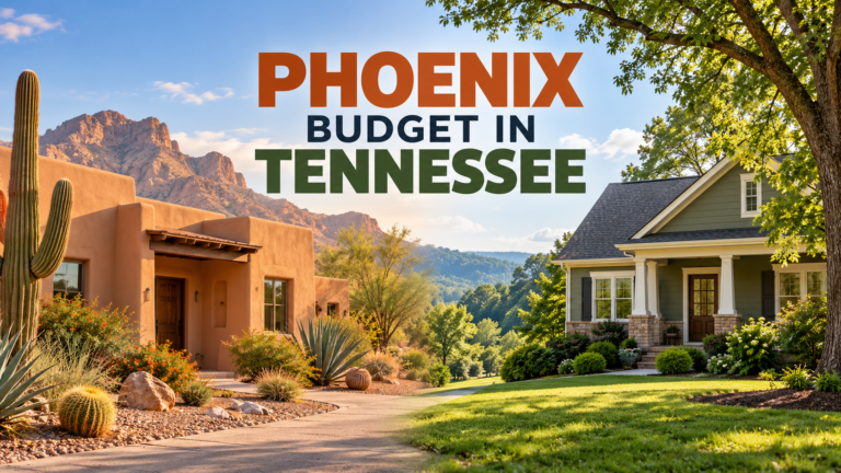 Phoenix budget in Tennessee illustration comparing desert and green landscapes