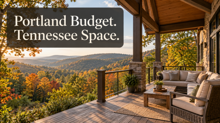 Illustrative porch overlooking countryside for a Portland Oregon home budget comparison in Middle Tennessee