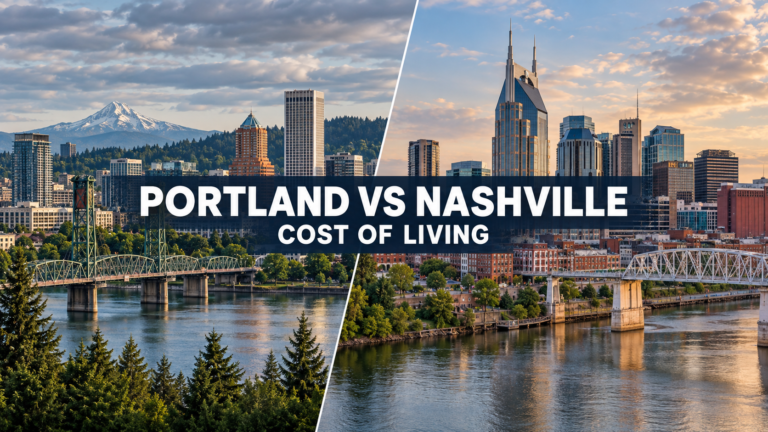 Portland Oregon and Nashville skyline cost of living comparison