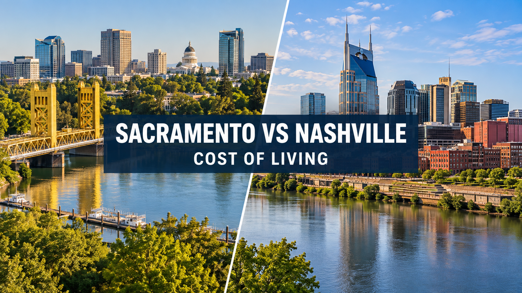 Sacramento and Nashville skyline cost of living comparison
