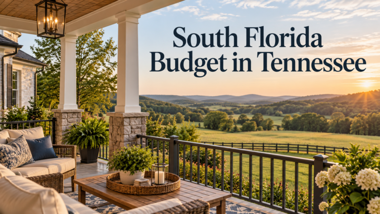 Illustrative Middle Tennessee porch and countryside for a South Florida budget guide