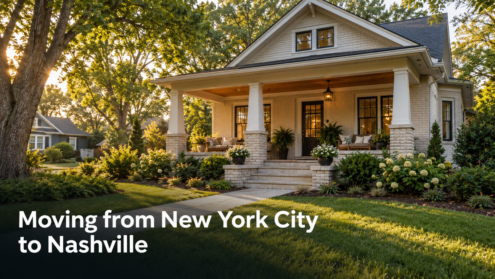 Nashville bungalow and covered porch for a New York City to Middle Tennessee relocation guide.