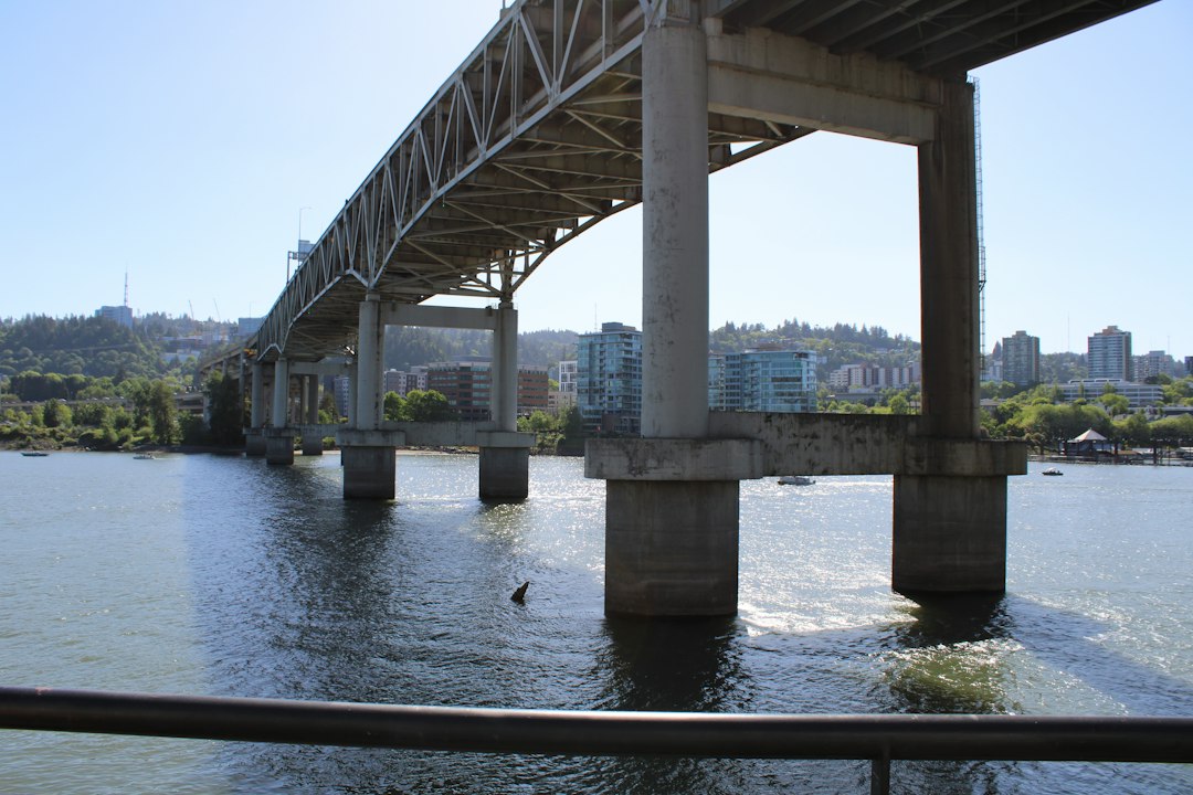 Steel bridge crossing a river in Portland Oregon